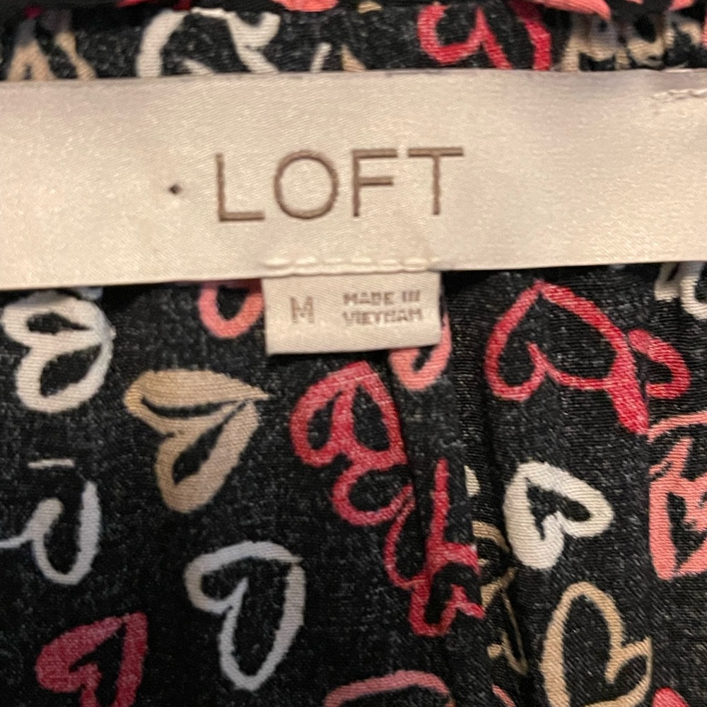 Flouncy Black Mini Dress with Red and White Valentine's Hearts. Loft Sz.M Party! - Picture 2 of 6